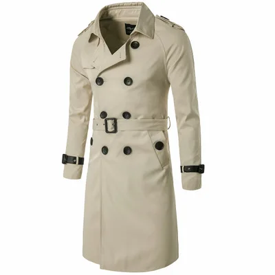 

High Quality 100% Cotton Double-breasted Dust Coat Wind Men's Coat, N/a
