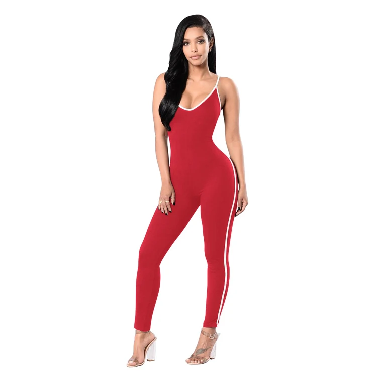 2018 Top Quality Bodycon Black Zipper Sport Jumpsuit Women Buy Sport