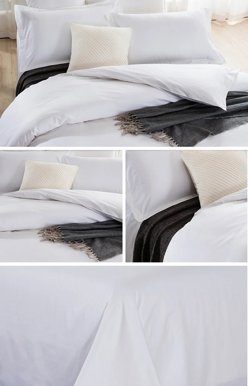 Wholesale 200tc 50 Polyester 50 Cotton White Cheap Hotel Twin Bed