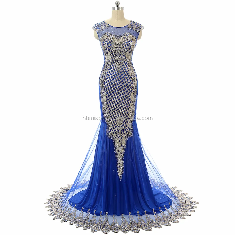 Elegant Mermaid Strapless Royal Blue Velvet Long Prom Dress with Side –  Okstyles