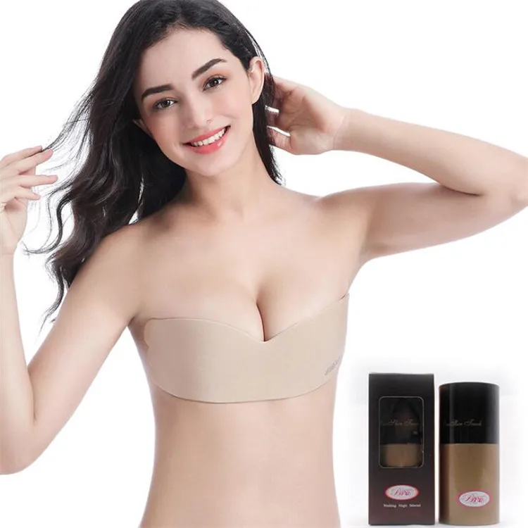 Sexy Gathering Invisible Bras Bralette Underwear Women Push Up Strapless Bra Wedding Brassiere Butterfly Kisses Silicone