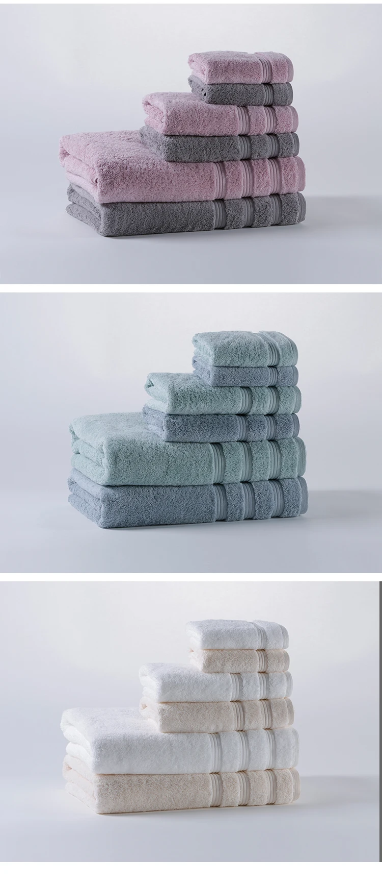 Egyptian Cotton Face Towel 5 Star Hotel Towel Set With Logo Skin-friendly