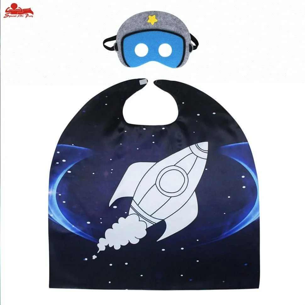 

Unique Design Universe Themed Capes With Felt Mask For Kids Space Cosplay Costumes Party Favors 70*70cm, Blue;white;yellow