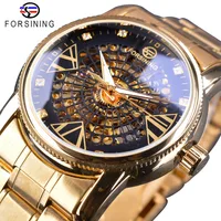 

Dropshipping Top Brand Luxury FORSINING Royal Golden Skeleton Diamond Display Men Transparent Creative Automatic Wristwatch