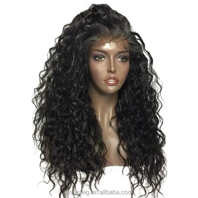 

Deep wave curly peruvian lace wig 180% density human hair full lace wig with baby hair,200 density full lace wig, Natural color stock