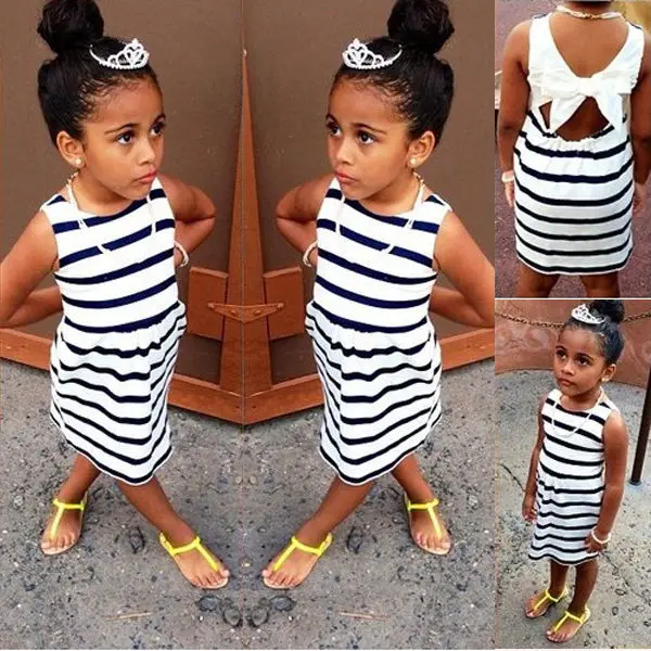Cotton Bowknot Gown font b Fancy b font Girls Summer 2 7Y font b Dresses b