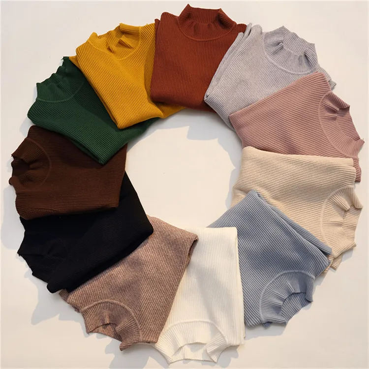 

Dropship 2020 Wholesale Long Sleeve Knitwear Slim Fit Turtleneck Sweater Women, Solid