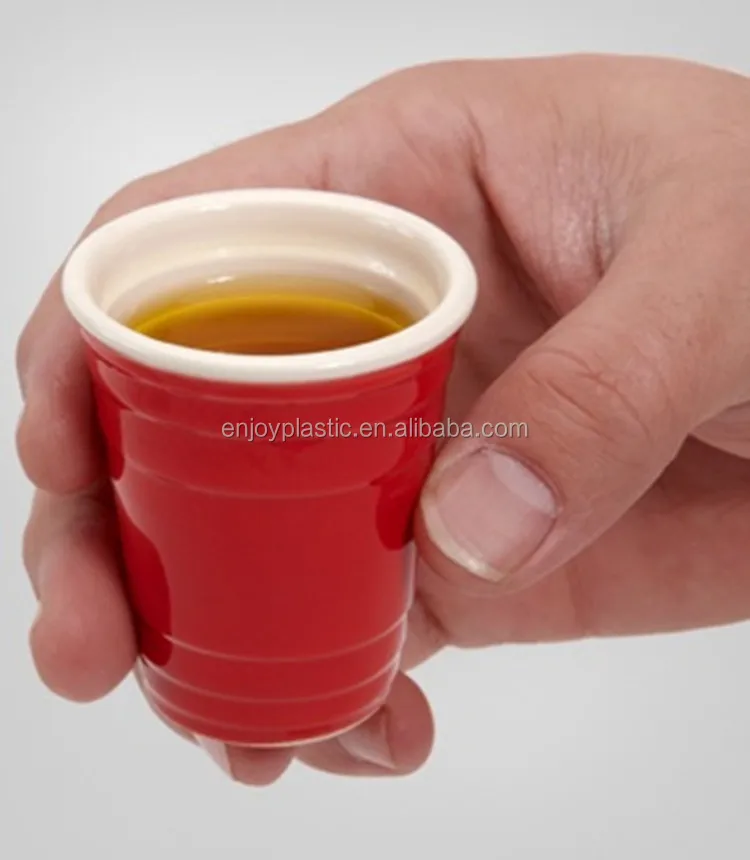 20  Mini Red Plastic Solo Cups 2oz Plastic Shot Glasses Disposable Cup Jello Shots, Perfect Size For Serving Condiments Snacks Samples Tastings Beer Pong G