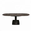 Expandable mechanism Ceramic top Dining Table with White Black Power coating Metal Base