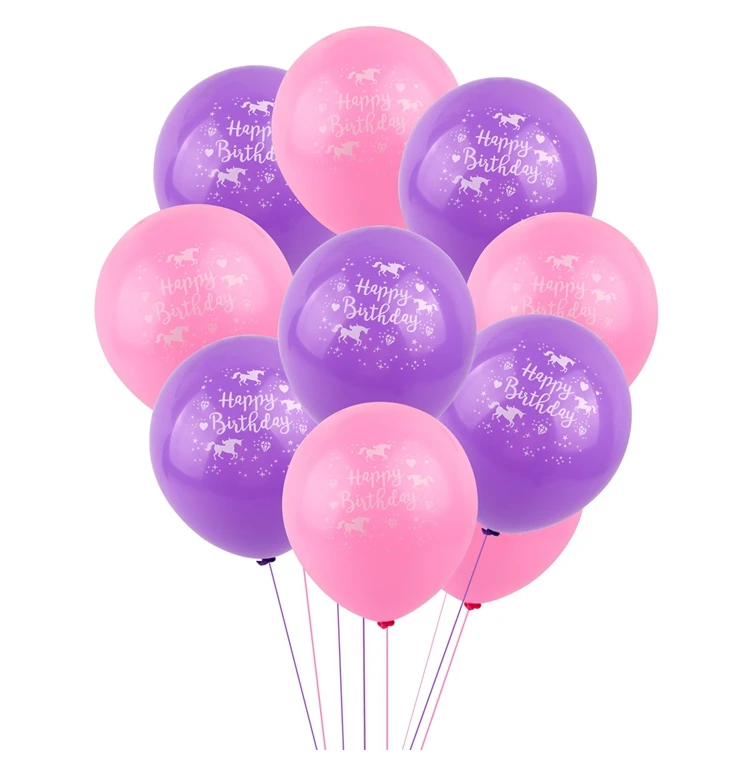 Pink Purple Unicorn Balloons 12inch Latex Balloons Happy Birthday