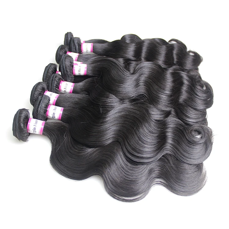 

Premium Quality Virgin Hair Body Wave Bundles Grade 8A Virgin Brazilian Hair, Natural color #1b