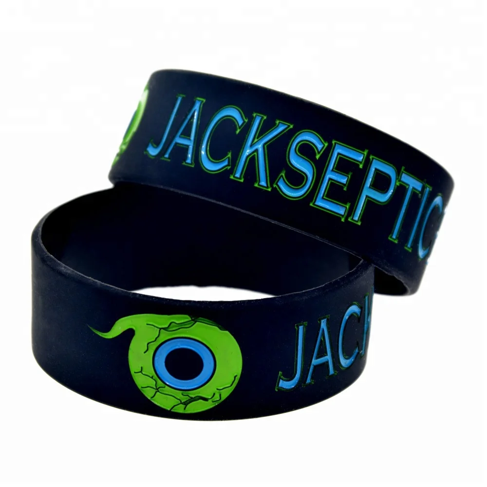 

25PCS One Inch Wide Black Debossed Jacksepticeye Silicone Rubber Wristband for Music Fans