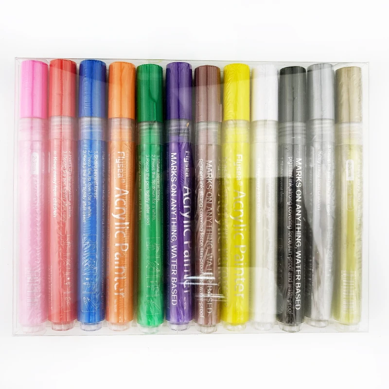 

Flysea brand 12 colors water-based markers acrylic paint set