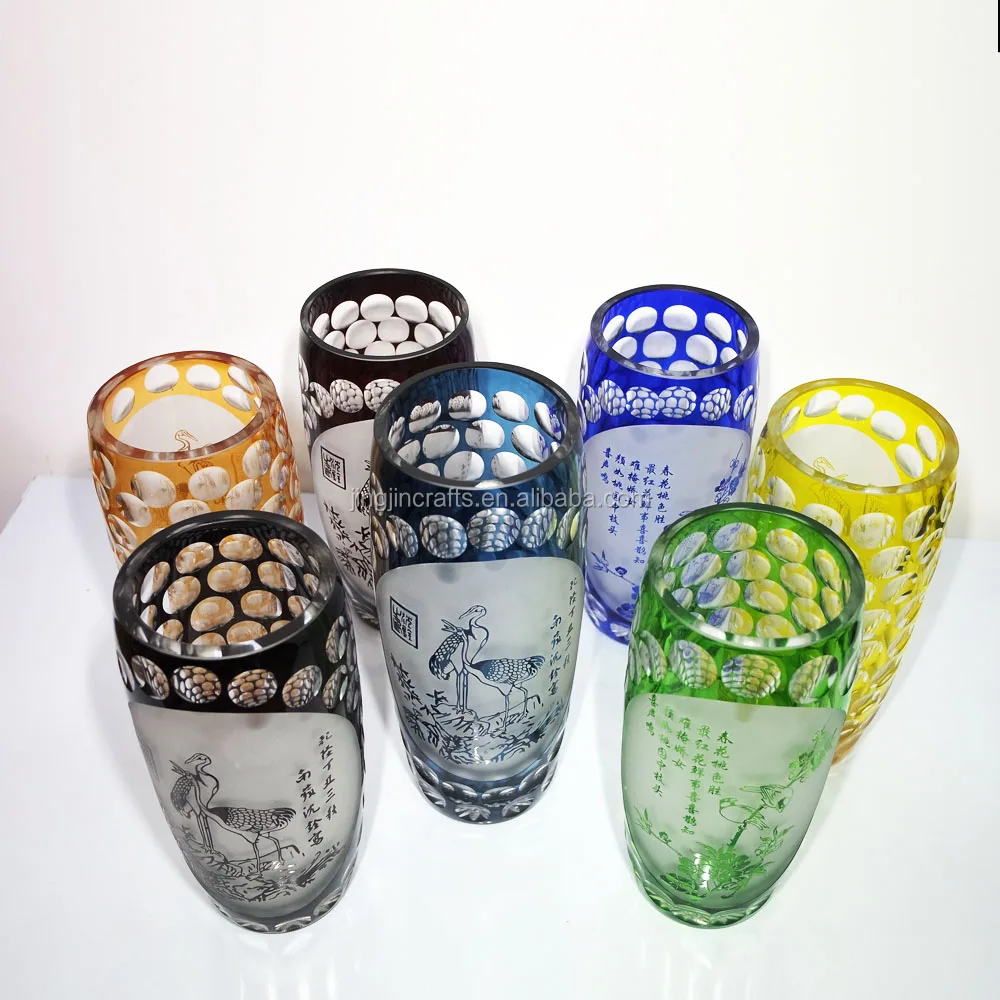 Traditional Chinese Multicolored Vase Blown Hand Made Glass Vase/glass