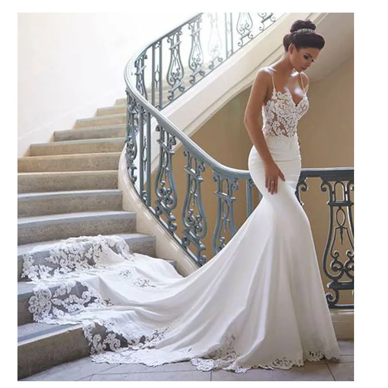 

FA102 Mermaid Wedding Dress Long Sleeves 2022 Vestidos de novia Vintage Lace Sweetheart Neck Bridal Gown Backless Wedding Gowns, Default or custom