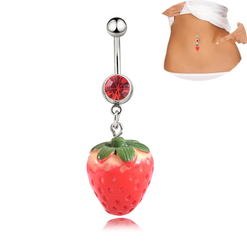 belly crystal strawberry Piercing navel 2 Designs 