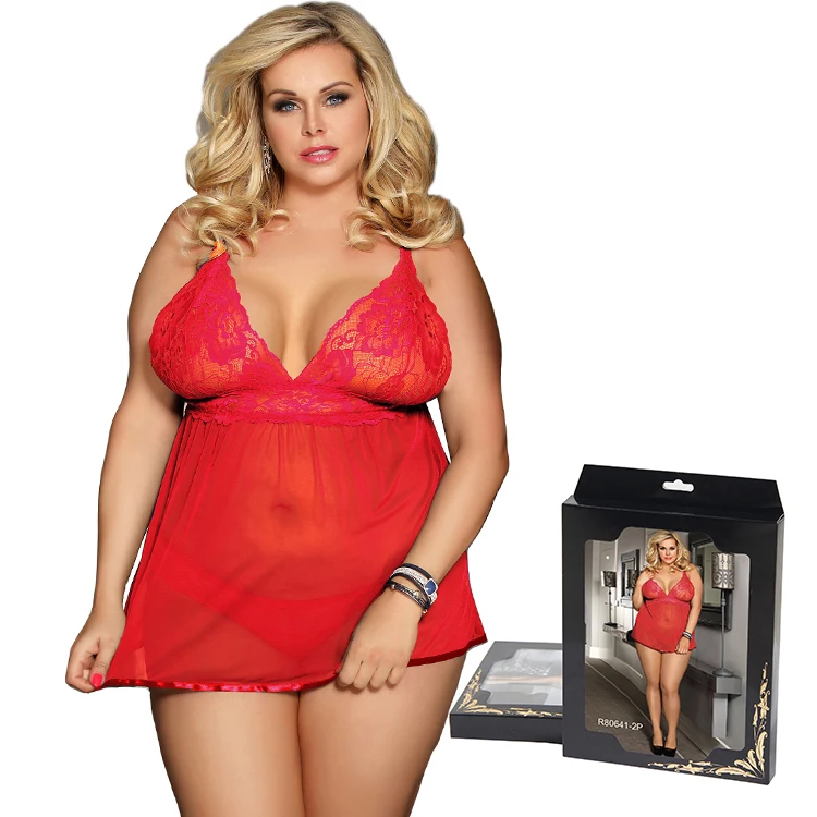 

Four Size Three Color Wholesale Red Hot Plus Size Woman Lingerie