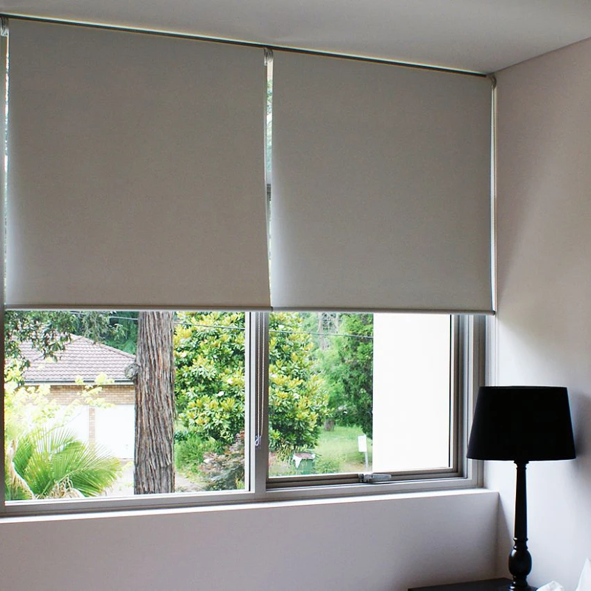 

wholesale price fancy custom size shades blackout roller blinds with dustproof top cover, Light grey,white,black,customized