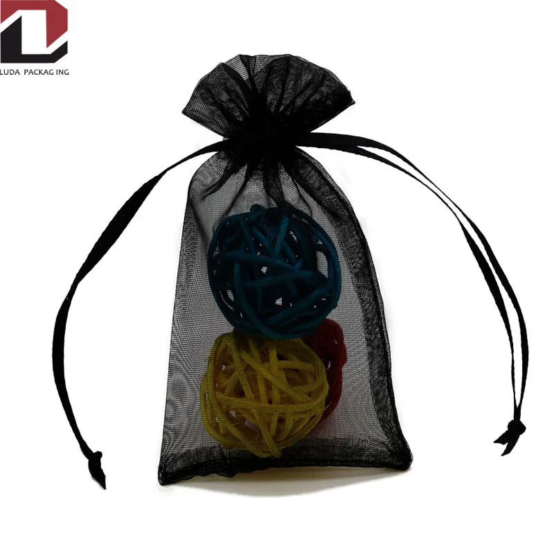 

Black Organza Pouch For Jewelry/Cosmetic/Shoes Promotional Packing Bag Gift Drawstring Bag Organza Bag, Customized color(blue,white ,black ,yellow ,green )