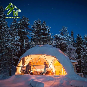 Guangzhou Dome Tent Structures Wooden Flooring Geodesic Bell Tent