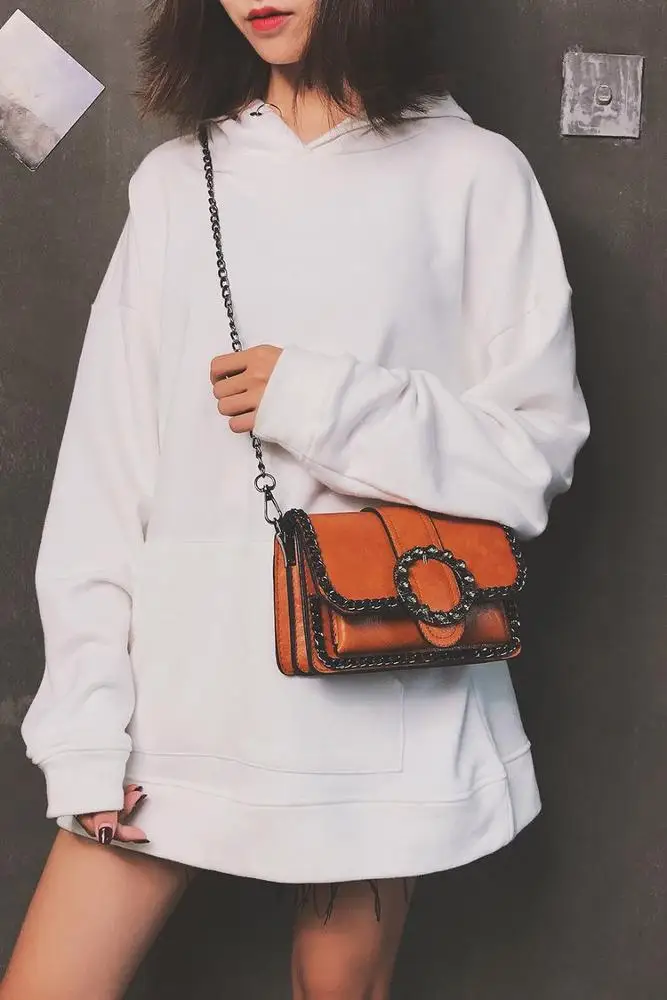 
Fashion chain bag female rivet handbag all match Shoulder Messenger Bag with one single wide strap 