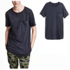 Blue jacquard 100%cotton men's t-shirt wholesale 2018 fashion good quality Men T-shirt with pocket for men
