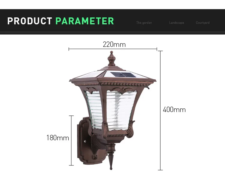 Aluminum Wireless IP55 Waterproof Led Outdoor Solar Powered Wall Light
