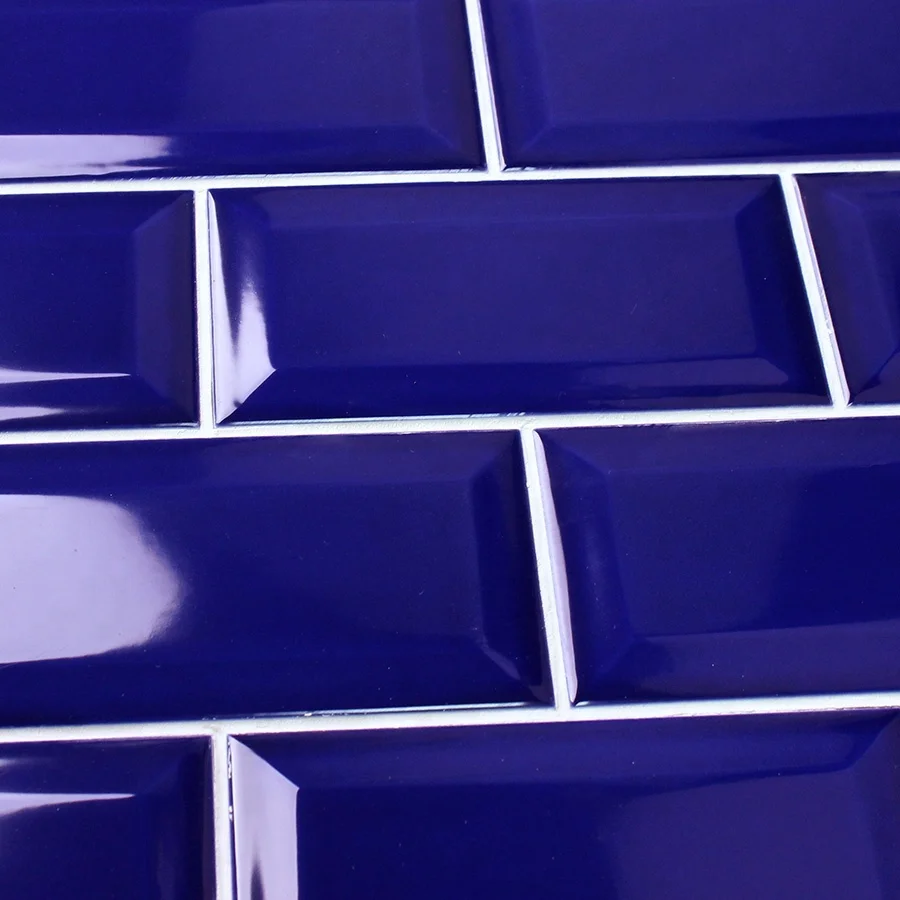 En stock de baño 3 "x 6" biselado brillante azul cobalto de baldosas de