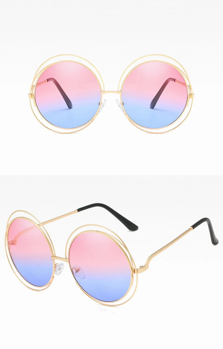 8048 Superhot Eyewear Oversized Round Double Rim Sun glasses Fashion Women Sunglasses