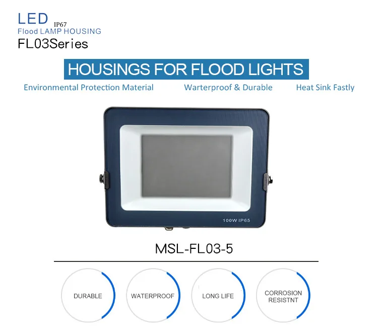 IP67 Waterproof 100W LED Flood Light Slim Size Aluminum Housing 