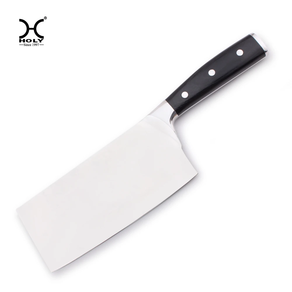 7 inch cleaver knife with rivets and pakka wood handle