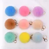 New Fashion dyed colorful faux Rabbit Fur Ball Pom Poms fake fur pompom keychain