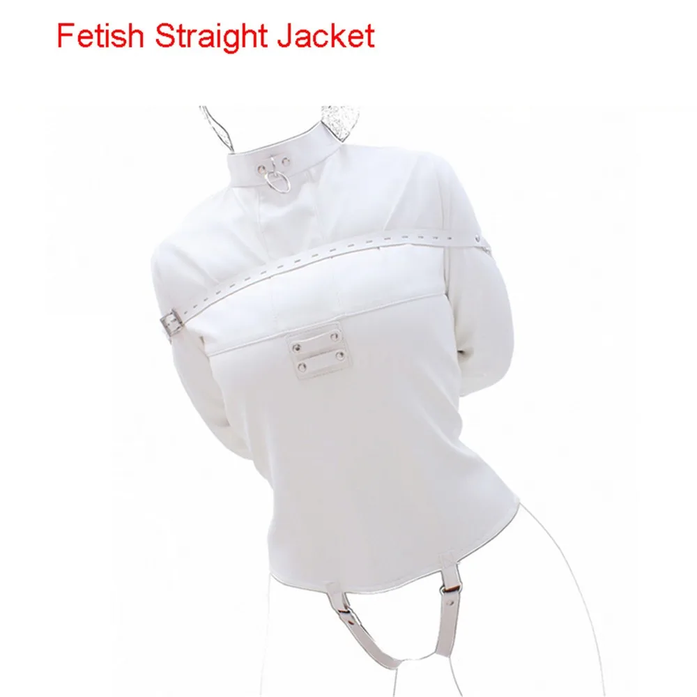 Sofe White Pu Leather Strict Bondage Straitjacket Women Restrain Bdsm Fetish Straight Jacket