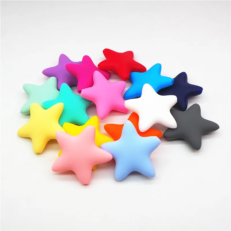 
wholesale soft no toxic BPA Free 45mm silicone star beads  (62207136027)