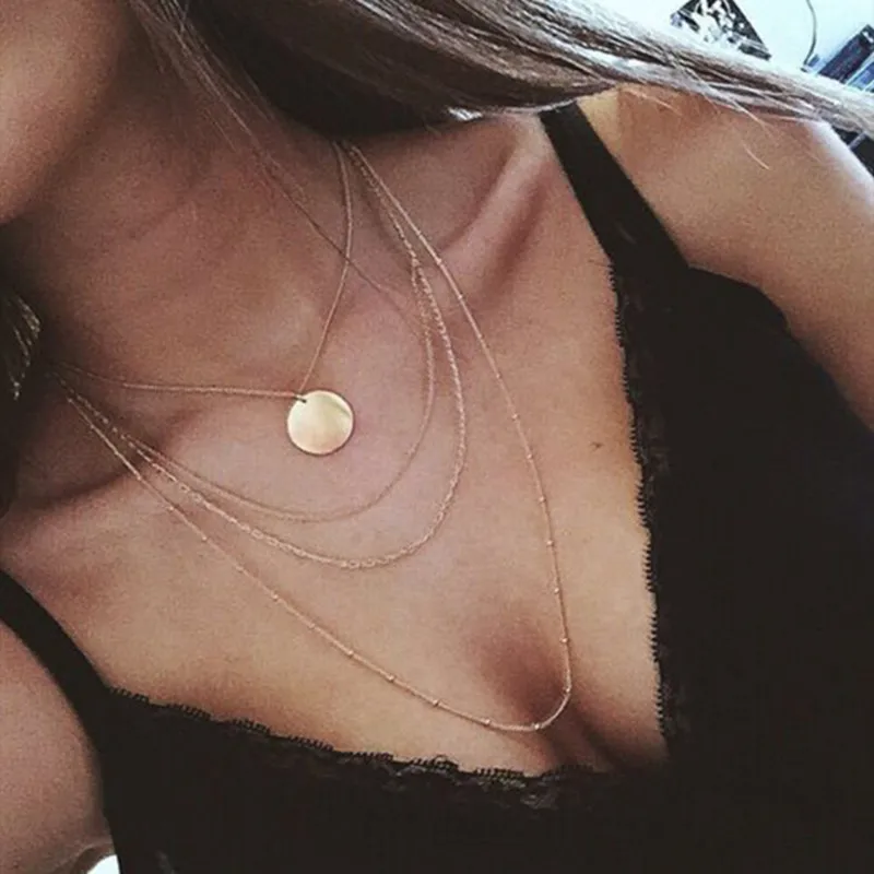 

New fashion trendy jewelry copper choker multi layer necklace gift for women