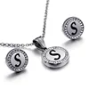 crystal stainless steel letter jewelry set alphabet necklace earring set jewellery no allerge no fade joias jewelry