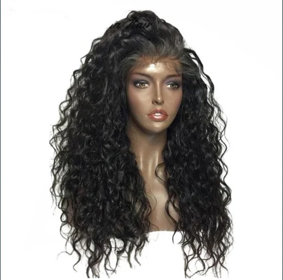 

10-24inch Brazilian Virgin Hair Lace Front Wig Water Wave Glueless Full Lace Human Hair Wigs With Bleached Knots, Natural black color;1#;2#;8#....27#;613# (any color)