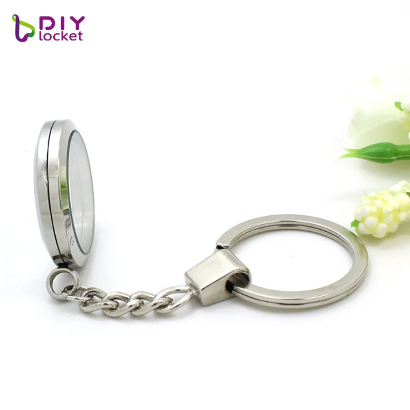 
Wholesale Round Stainless Steel Locket Keychain for Floating Charm 