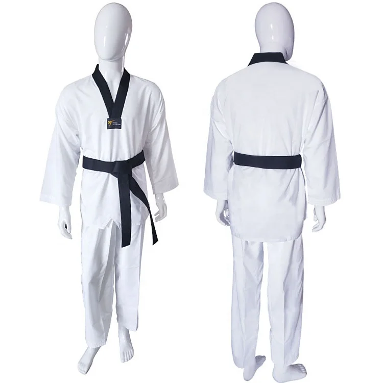 

Custom wholesale braided wtf weight white taekwondo uniform student ultra light