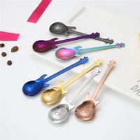 

FDA Approved Creative Stainless Steel Colorful Guitar Shaped Tea Coffee Ice Cream Spoon