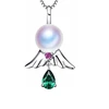 Hot sale Flying angel Green diamond pendant findings mountings for oyster pearl, handmade pearl necklace setting for girls