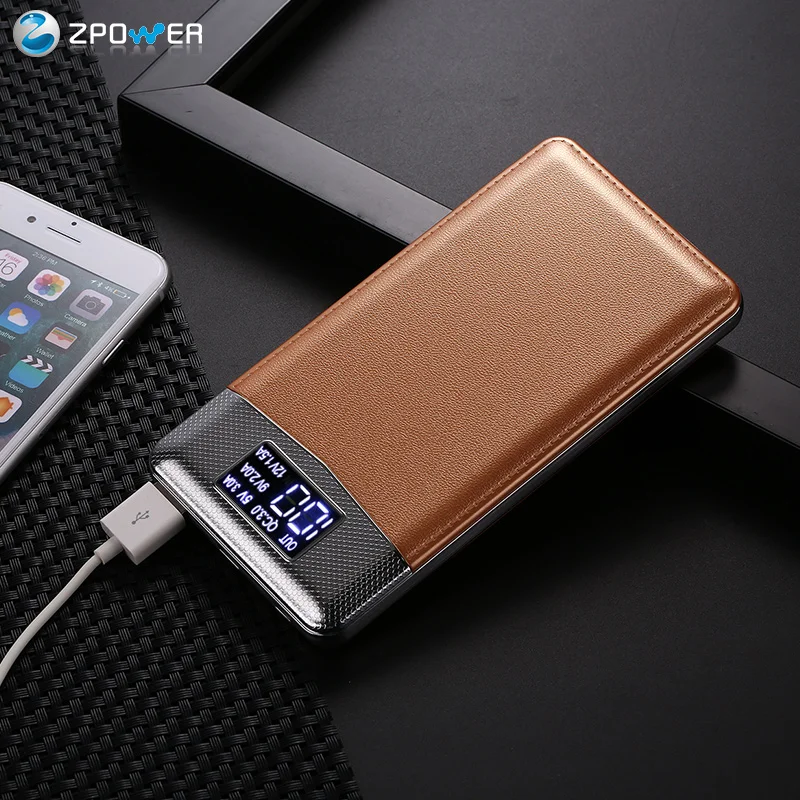 

Online shopping led screen leather mobile quick charge 2.0 power bank 10000mah, N/a
