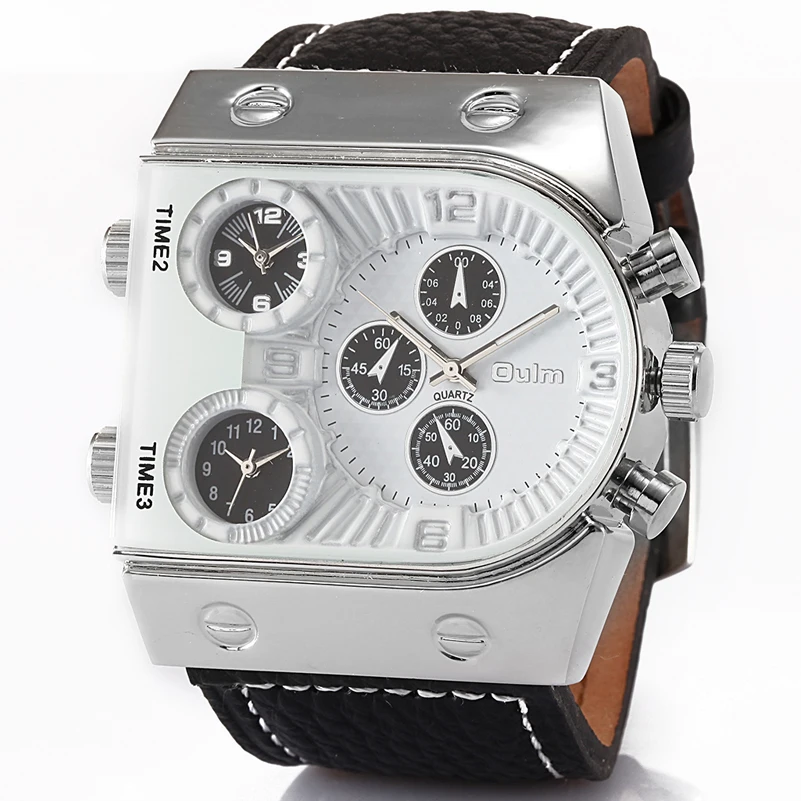

New Oulm Watches Men Quartz watch Top Brand Luxury Leather band Oulm 9315 Casual Relogios Masculino Esportivo Popular, N/a
