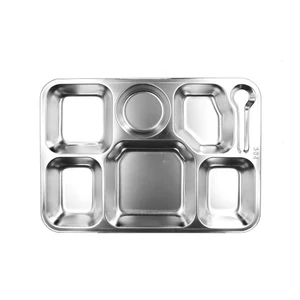 Image of High quality 7 Compartments 304 stainless steel hospital prison hotel Restaurant food tray