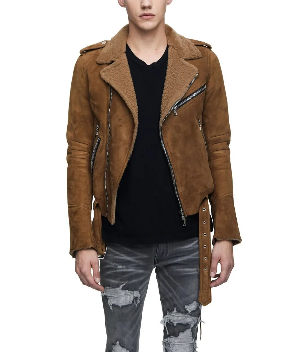 shearling biker jacket mens