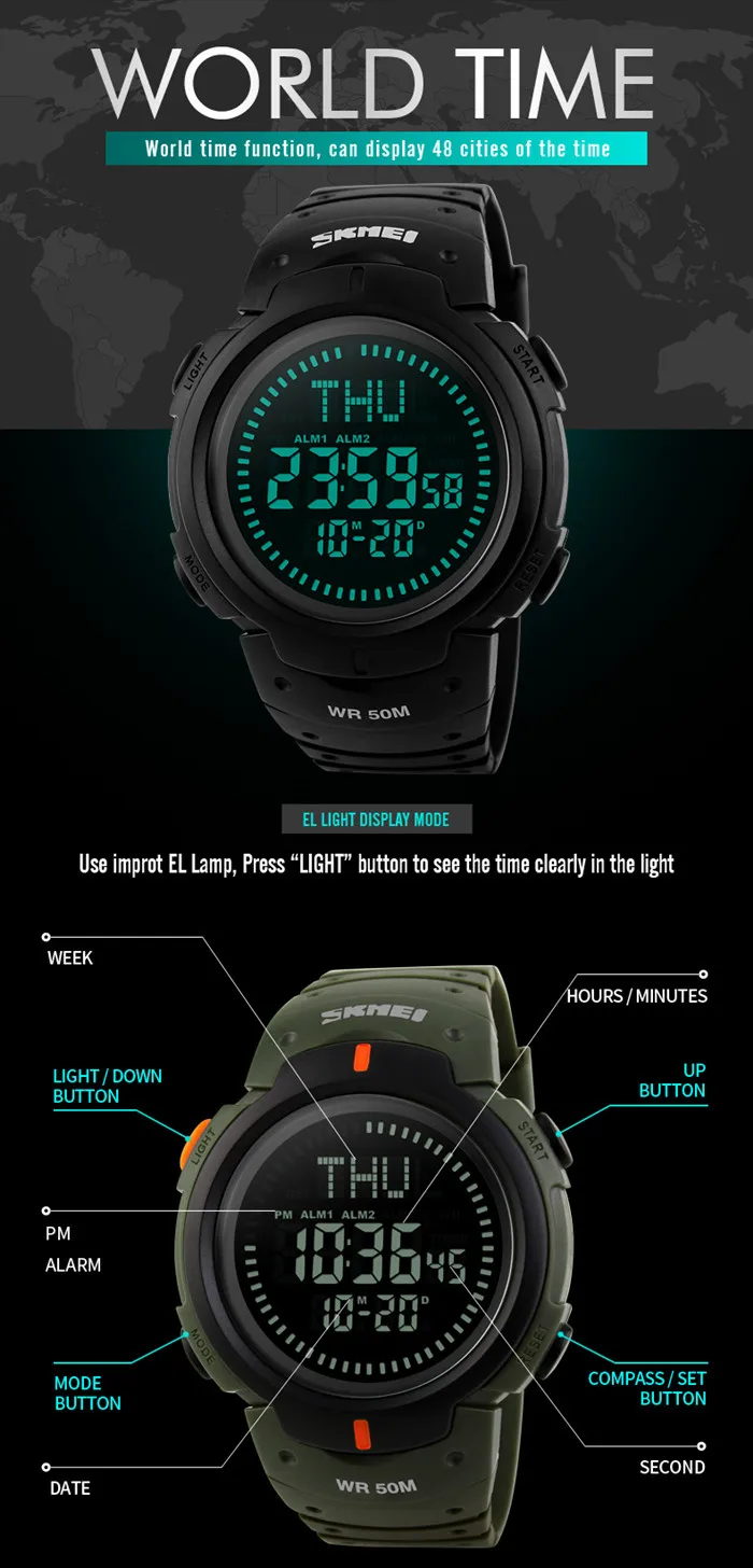 skmei model 1231 compass watch user manual