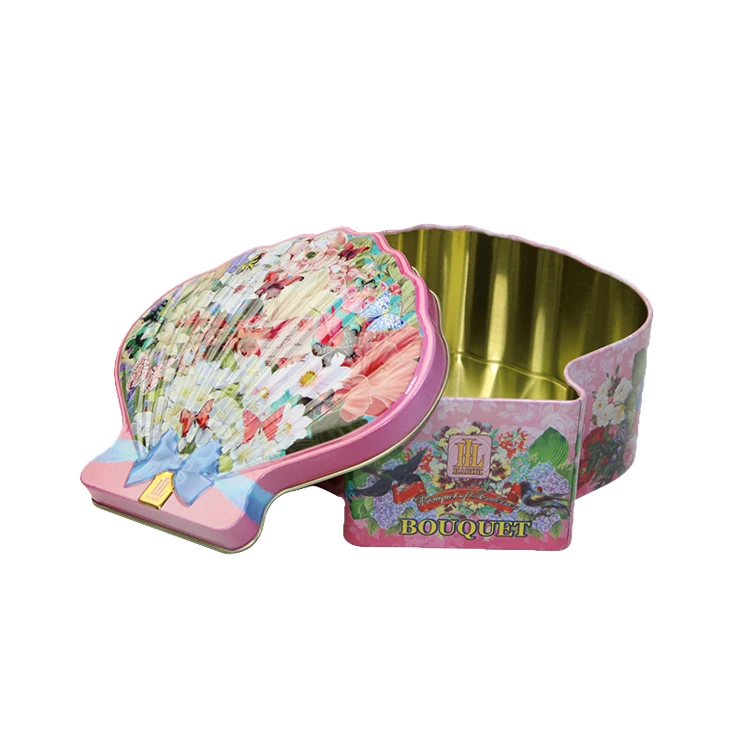 Shell shaped food grade  empty tin cans gift tea tin box for candy cookies