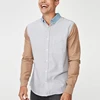 wholesale customize striped long sleeve button down curved hem men's shirt