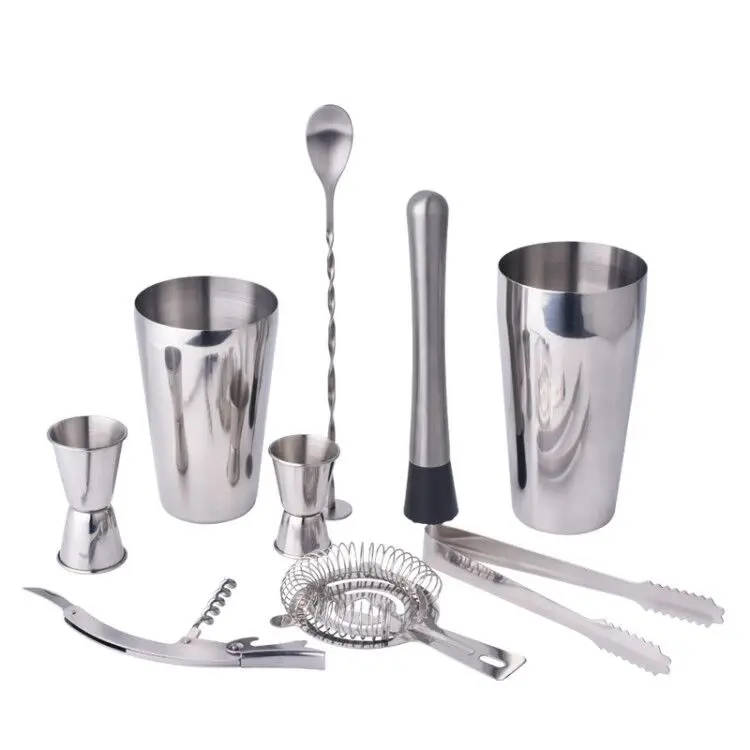 Stainless steel 750ml shaker cocktail set with stand custom logo barware set