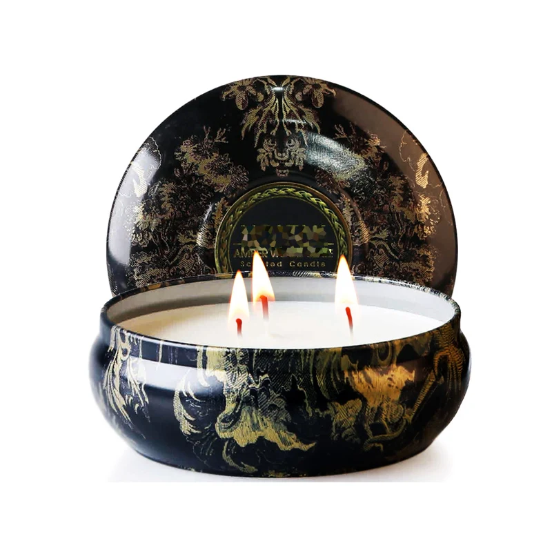 
110*58mm wholesale custom print short round metal candle tin box 